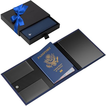 V1 Real Leather, Pilot document holder, Pilot wallet, RFID-Blocking, Travel Wallet, Stylish Travel Companion for Aviation Professionals (Classic, Blue) - color: Blue