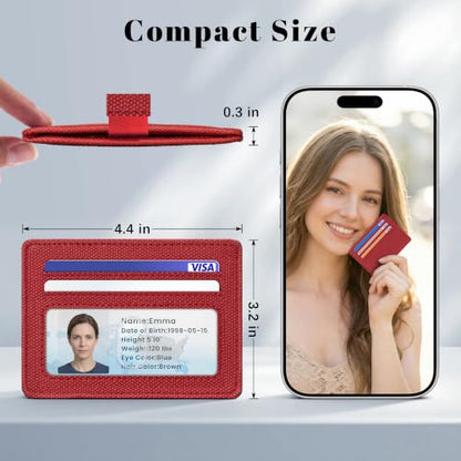 Airkit Small Slim ID Case, Womens Credit Card Holder Wallet, RFID Sleeve - color: Classic Red