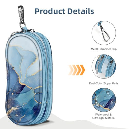 FINTIE Double Sunglasses Case, Soft Portable Eyeglasses Pouch with Clip - color: Ocean Marble