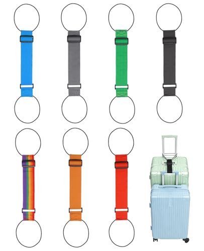7 Pcs Luggage Connector Straps, Multi Use Strong Adjustable Travel Straps for Multiple Suitcases, Add a Bag Luggage Bungee Connect Straps