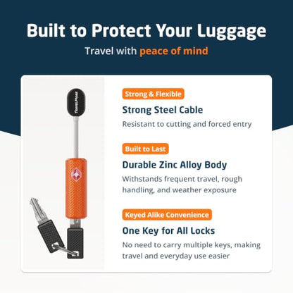 TravelMore TSA Approved Locks for Luggage with Keys, Secure Travel Locks - color: 4 Pack - Orange
