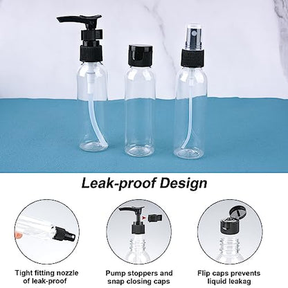 Cosywell 13-Piece 2 oz TSA Approved Travel Bottles for Toiletries Kit - color: Black-13pcs
