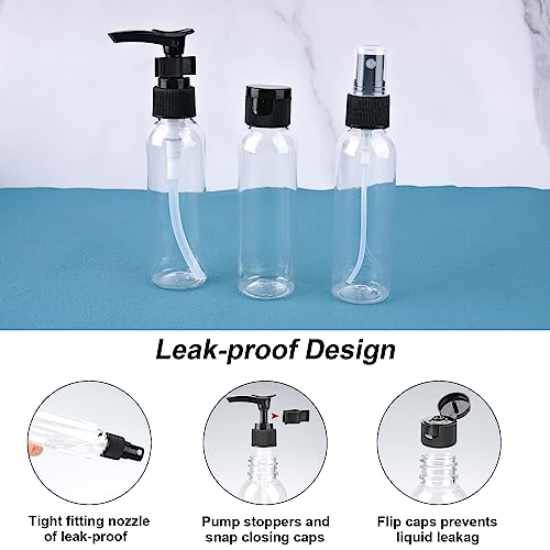 Cosywell Travel Bottles for Toiletries 15 Pack 2oz TSA Approved Bottles - color: H-Black-15pcs