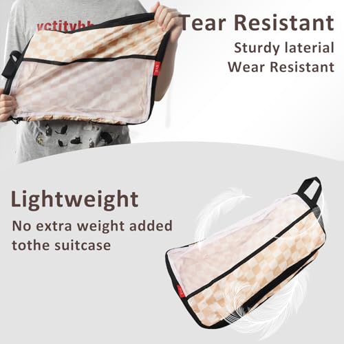 U+U 4 Set Compression Packing Cubes, Travel Organizers (Khaki Checkered) - color: Khaki Checkered, size: 4 Set