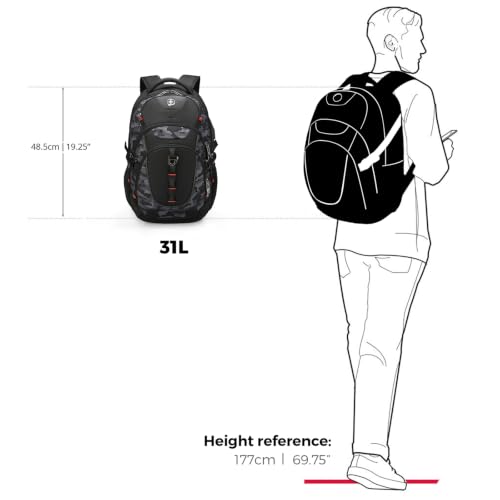 Swissdigital Design Laptop Backpack for Men with USB Charging Port SD803-91 - color: Gray Camo