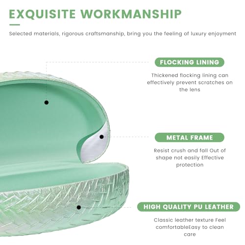 molshine Hard Shell Sunglasses Case, Classic Glasses Case for Sunglasses and Eyeglasses - color: Green
