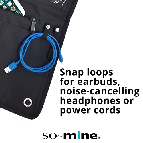 SO~MINE Touch Screen Tablet Case | With Compatible Cover | Organizer Bag | 6 Storage Pockets | Fits Over Airplane and Car Seat Backs | Adjustable Hanging Strap