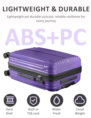 Luggage 2 Piece Expandable Suitcases with Wheels - color: Midnight Violet, size: 2 Set (20In/24In)