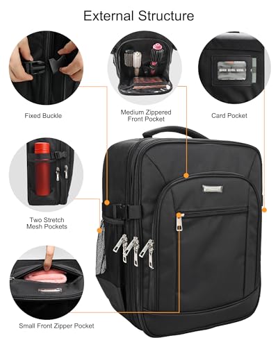 TANTO Makeup Backpack, Pro Cosmetic Bag with 4 Pouch & Makeup Brush Case - color: Black+X Large Makeup Brush Bag