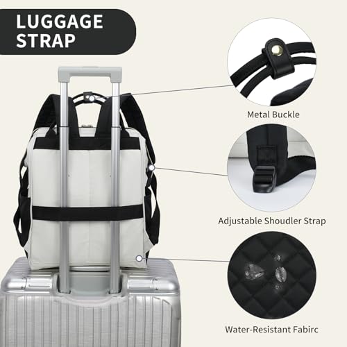 EMPSIGN 17 Inch Laptop Backpack for Women, Beige-Black - color: Beige/Black