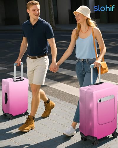 Slohif Luggage Cover for Suitcase Tsa Approved Protector - Luggage Sleeve Large Suit Case Cover Travel Stretch Baggage Case Protective Washable Fit 18-20 Inch Rose Gradient XS - size: Extra Small (18-20 inches), style: Pink Gradient