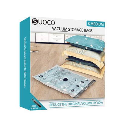 Vacuum Storage Bags, Compression Packing Space Saver Seal Bags for Clothing Bedding Comforters Blankets Pillows, 8 Medium - size: 8 Medium