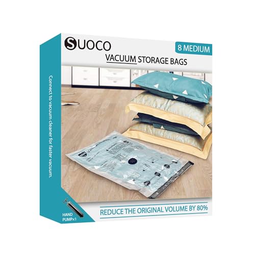 Vacuum Storage Bags, Compression Packing Space Saver Seal Bags for Clothing Bedding Comforters Blankets Pillows, 8 Medium - size: 8 Medium