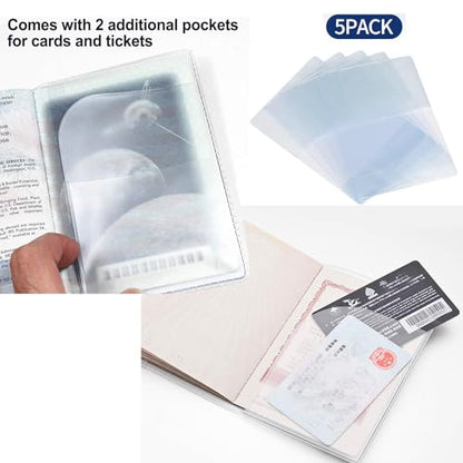 5Pcs Waterproof Clear PVC Passport Cover Holder Case Card Protector - color: Clear x 5