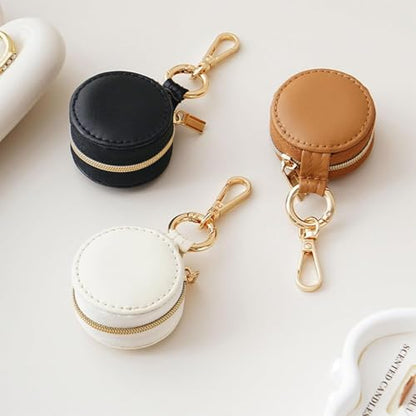 Jewelry Ring Holder Keychain Small Portable Travel Sports Case, White - color: White