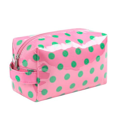 PVC Striped Clear Coated Waterproof Makeup Bag(06Pink Green) - color: 06Pink Green