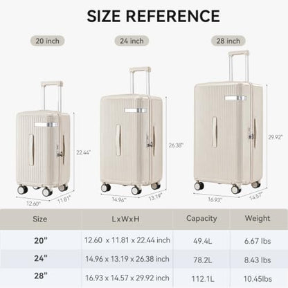 3PCS Luggage Set PC Suitcase with Wheels and Cup Holder, Beige - color: Beige