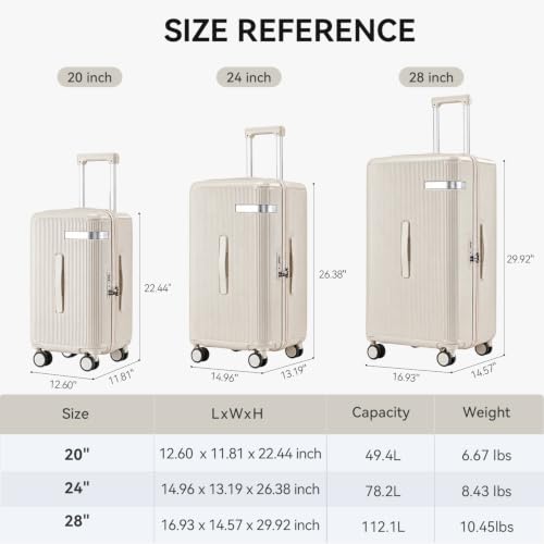 3PCS Luggage Set PC Suitcase with Wheels and Cup Holder, Beige - color: Beige