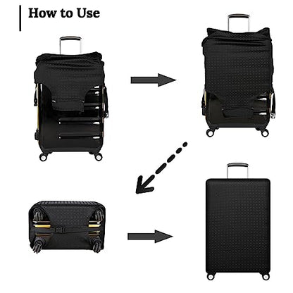 Luggage Cover, Protective Washable Suitcase Cover - Travel Elastic Spandex Suitcase Protector Fits 22 to 24Inch Black - color: Black, size: M: Fit 22-24 Inch Luggage
