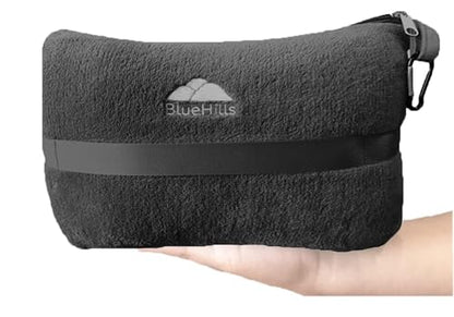 BlueHills Premium Soft Plush Mini Travel Blanket Pillow Flight Throw Black - color: Black-m05