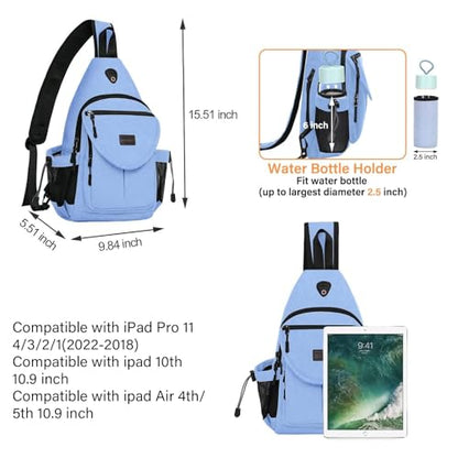 MOSISO Crossbody Sling Bag for Women, Shoulder Backpack, Hiking Daypack Bag - color: Air Blue