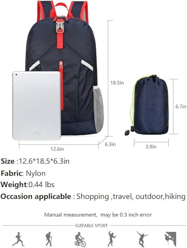 levayhill 25L Foldable Hiking Backpack,Small Packable Daypack,Dark Blue - color: Dark Blue