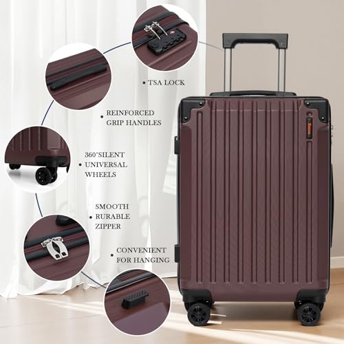 Eeeza Luggage Sets 5 Piece,Lightweight Durable Hardshell,20/24/28 Inch - color: Burgundy