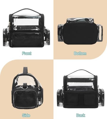 Professional Makeup Brush Bag With 2 Mini Pouches Makeup Brush Holder - color: clear with 2 small bags, size: S