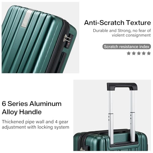 Hanke Expandable Hard Shell Luggage Sets, 2 Piece, 20/29 Inch - color: Blackish Green, size: 2 Pc Set EXT (20/29)