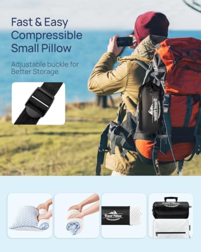 Adjustable Small Cooling Memory Foam Pillow for Travel, Airplanes & Camping - size: S - 16 x 12 Inch