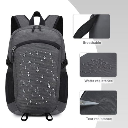 Lightweight Hiking Backpack 30L Packable Foldable Daypack Collapsible Travel Bag Water-Resistant for Women Men (Gray) - color: Gray, size: Large