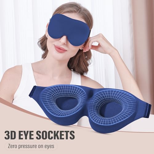YIVIEW Sleep Mask for Side Sleeper, Light Blocking Zero Pressure Blindfold - color: Blue