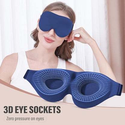 YIVIEW Sleep Mask for Side Sleeper, Light Blocking Zero Pressure Blindfold - color: Blue