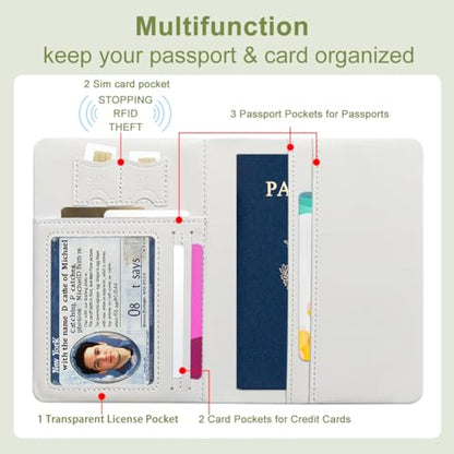 PU Leather Passport Holder Cover 5.9×4.3 Inch with Credit Card Slot and Boarding Pass Slot Combo Blocking Passport Holder Wallet Cover Case for Travel Boarding Essentials (Giraffe) - color: Giraffe