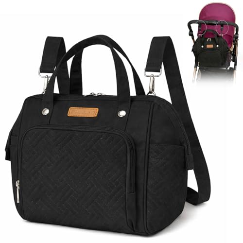 FHELAD HELAD Small Diaper Bag Backpack, 4 in 1 Mini Baby Bag for Short Trip - color: Black