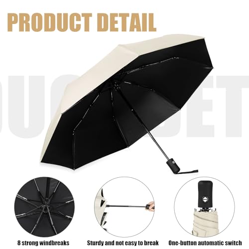 Jexine Windproof Travel Umbrella Compact Small - color: Blue, Beige, Pink