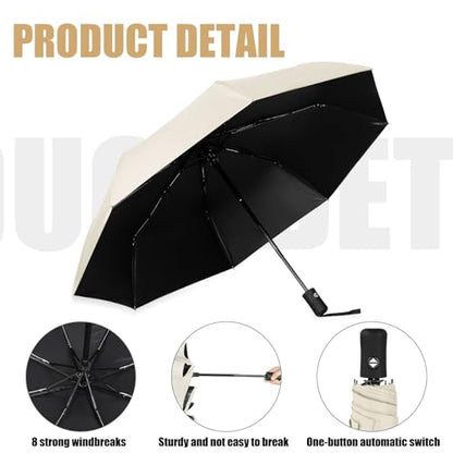 Jexine Windproof Travel Umbrella Compact Small - color: Blue, Beige, Pink