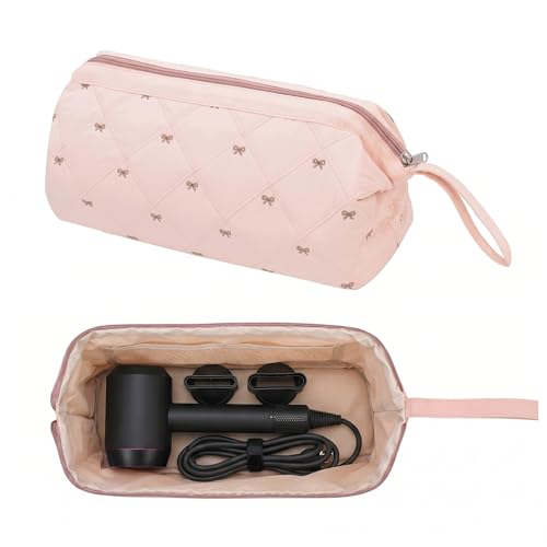 TeeYee Hair Tools Travel Bag for Dyson Airwrap Quilted Toiletry Bag - color: Pinkbow