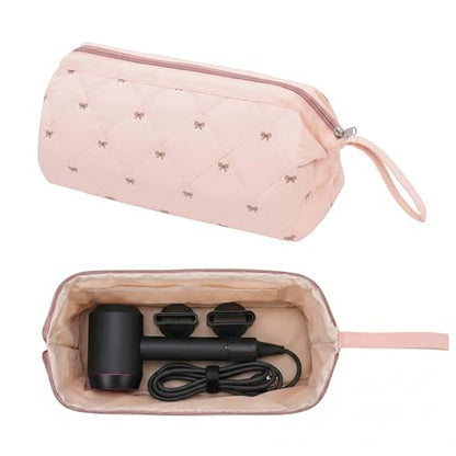 TeeYee Hair Tools Travel Bag for Dyson Airwrap Quilted Toiletry Bag - color: Pinkbow