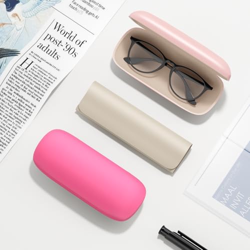 Eyeglasses Case, Hard Shell Protective Case for Glasses, Unisex for Women Men - color: 3 Pack-solid Color-2