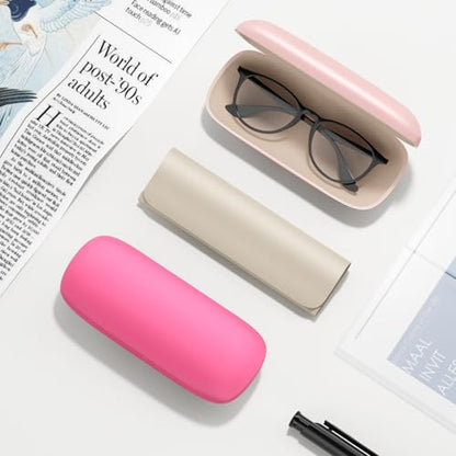 Eyeglasses Case, Hard Shell Protective Case for Glasses, Unisex for Women Men - color: 3 Pack-solid Color-2