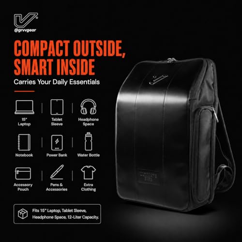 Gruv Gear Travel Laptop Backpack 12L UE Edition Compact Tech Backpack with Modular Storage, Side Access Pockets & Water-Resistant Design, Small Carry for Work, Travel & Everyday Carry - style: Ue Edition