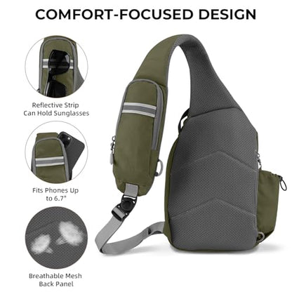 Crossbody Sling Bag, RFID Travel Hiking Sling Backpack, Compact EDC Bag - color: Green