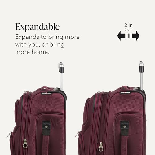 SwissGear Sion Softside Expandable Spinner Luggage Durable Lightweight Travel Suitcase, Merlot, 3-Piece Set (Carry-On/Medium/Large) - color: Merlot, size: 3-Piece Set (Carry-On/Medium/Large)