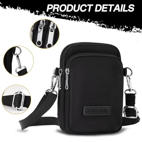 JANKS Small Crossbody Bag for Women Mini Cell Phone Bag Travel Pouch Wallet Purses Adjustable Over Shoulder Strap - color: 02 Black