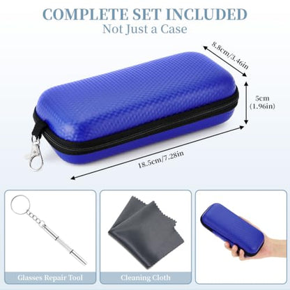WOZEAH Double Eyeglasses Case Hard Shell EVA Dual Sunglasses Organizer - color: Blue