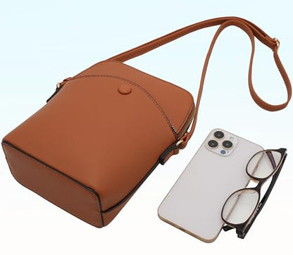 Small Crossbody Bag with Gold Hardware, Mini Shoulder Purse with Adjustable Strap - color: Tan