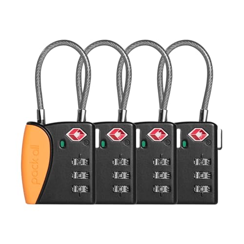 pack all TSA Approved Travel Luggage Locks, Resettable 3-Digit Code - color: Orange, size: 4 Pack