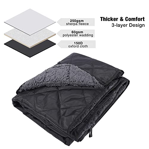 REDCAMP Large Camping Blanket with Sherpa Lining, Black 59"x50" - color: Black, size: 50"x 59"