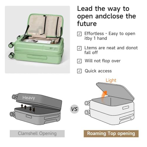 ROAMING 24-Inch Checked Luggage Expandable Hard Shell Top Opening Luggage - color: Jade cyan, size: 24-Inch Checked Luggage